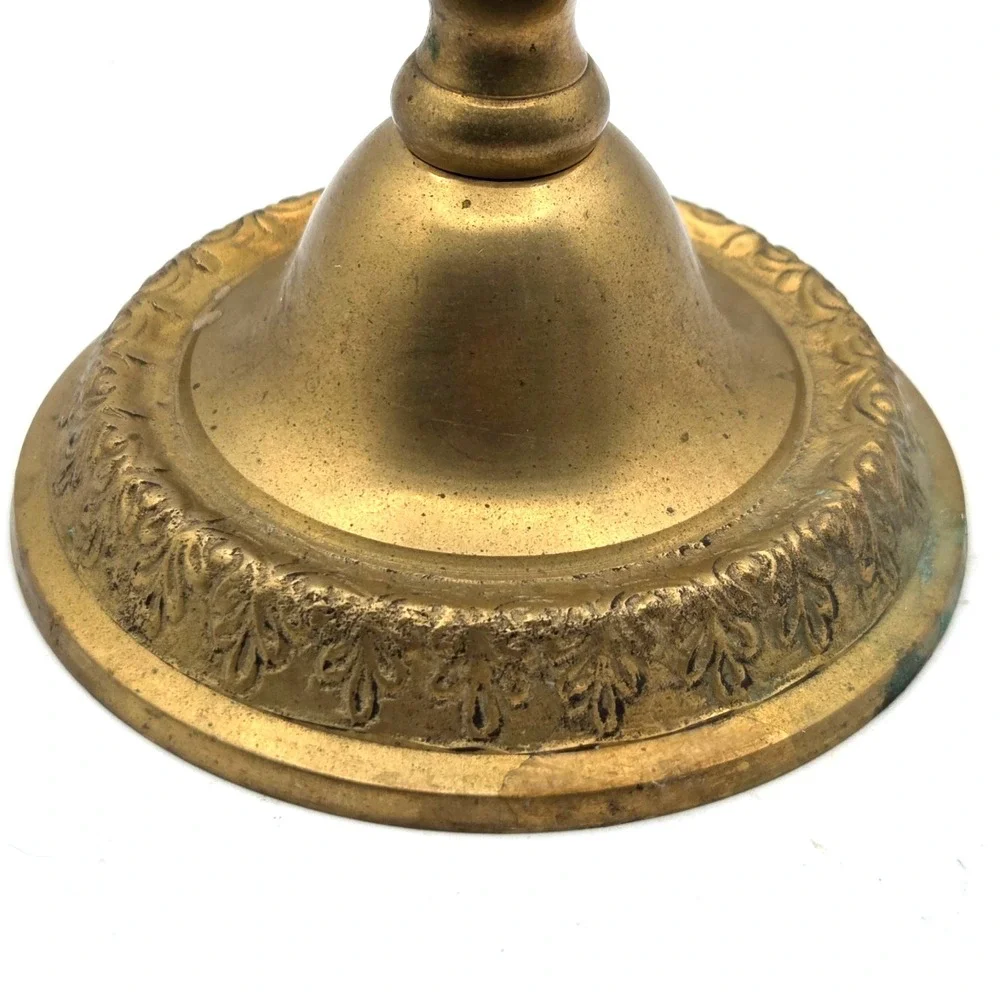 VINTAGE Single Brass Candlestick Candle Holder with Floral Design